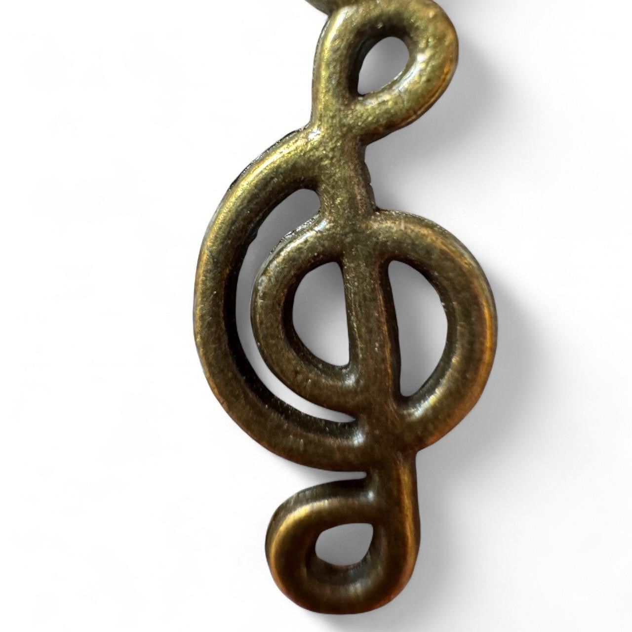 Handmade Antique Bronze Treble Clef Earrings – Music Note Dangle Earrings