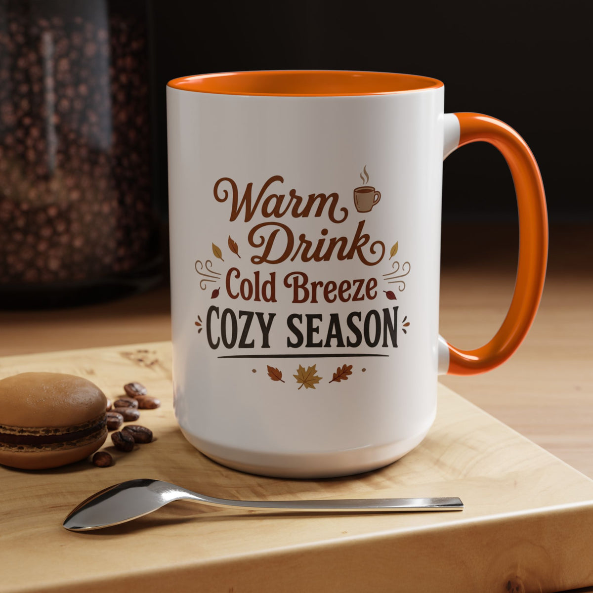 Cozy Season Accent Coffee Mug – "Warm Drink, Cold Breeze"