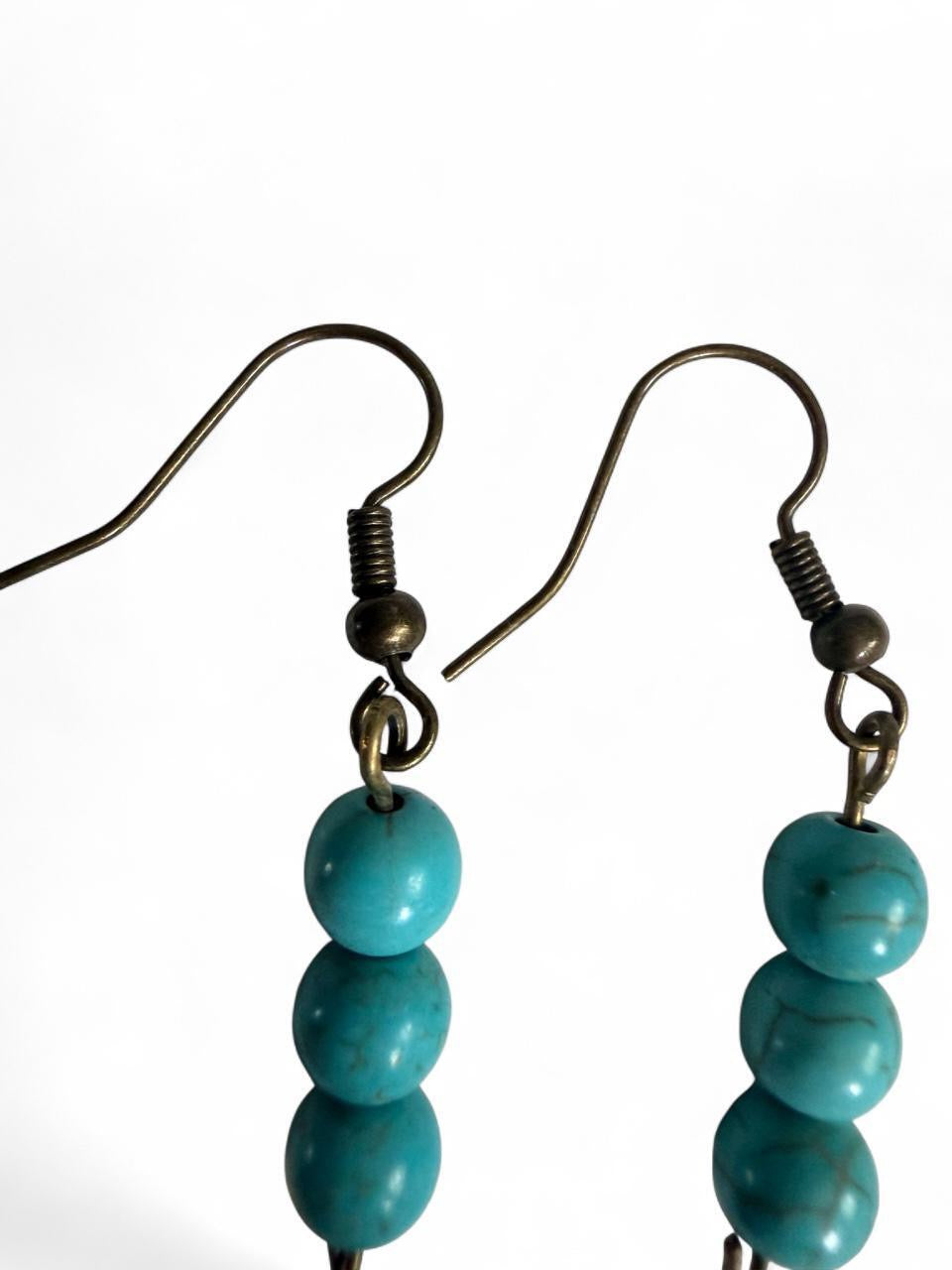 Harvest SOULS Triple Turquoise Feather Dangle Earrings