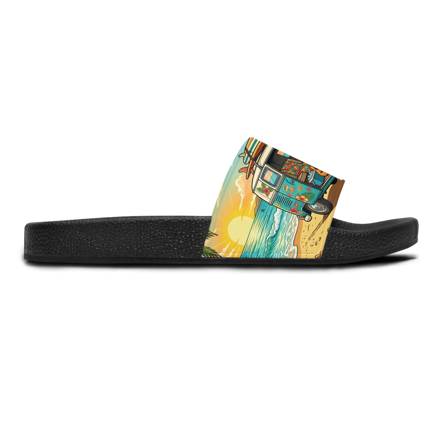 Beach Van Slide Sandals — Sunset Surf Graphic Women's Slides