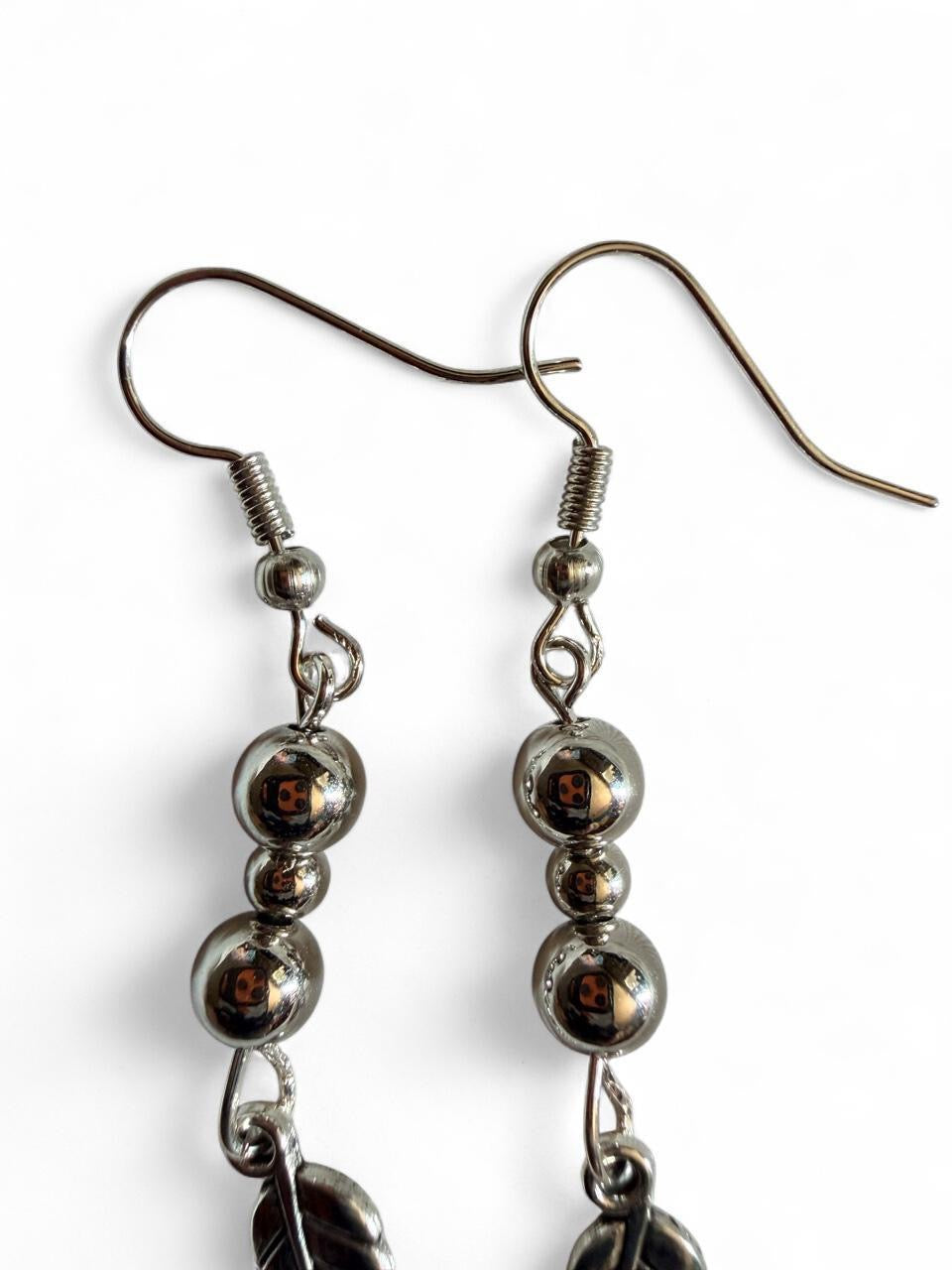 Handmade Silver Leaf Drop Earrings