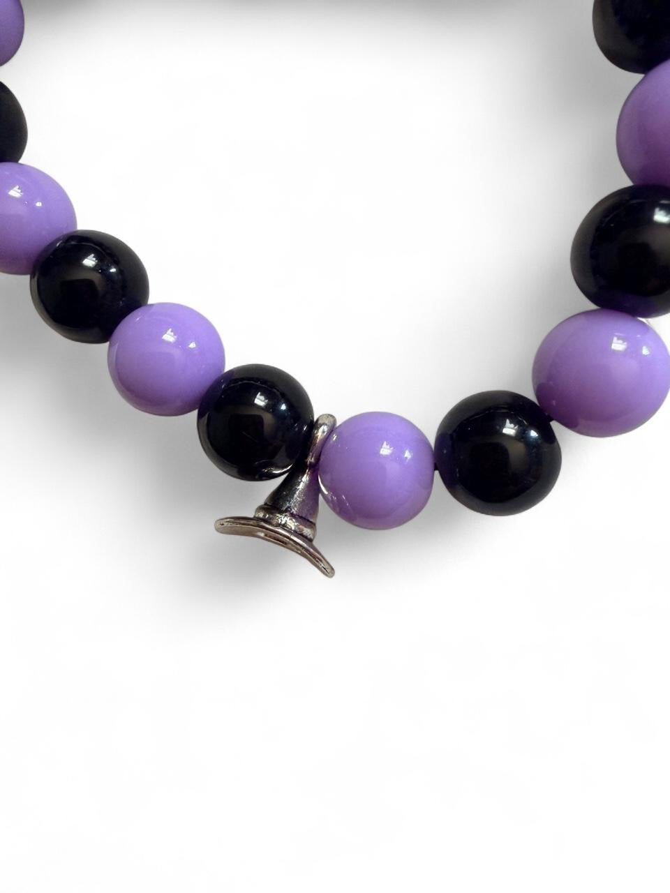 Boo-tiful Witchy Bead Bracelet | Purple & Black Halloween Bracelet with Charms | Boo-tiful Souls Collection