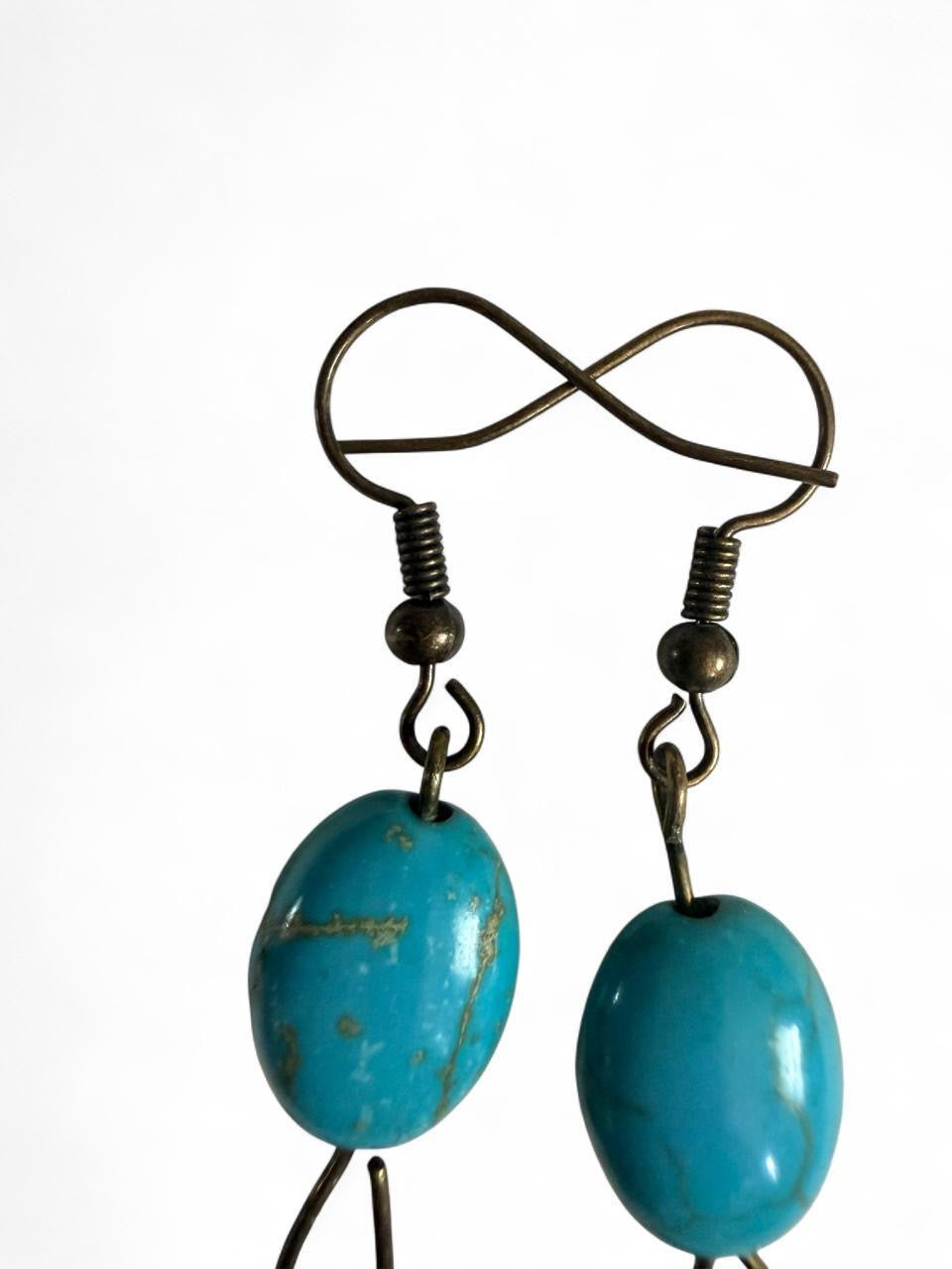Harvest Souls Turquoise Oval Feather Earrings