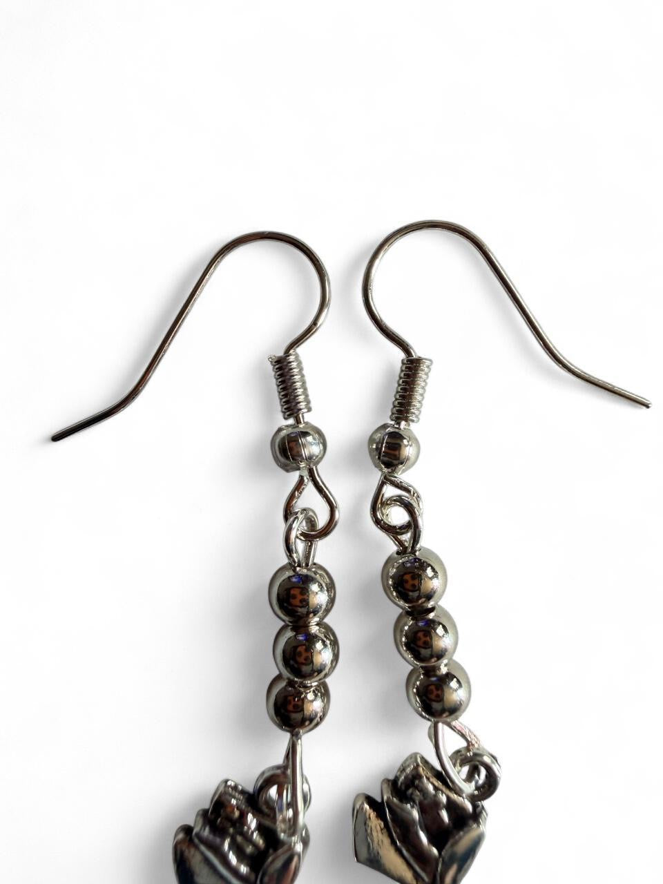 Silver Rose Dangle Earrings