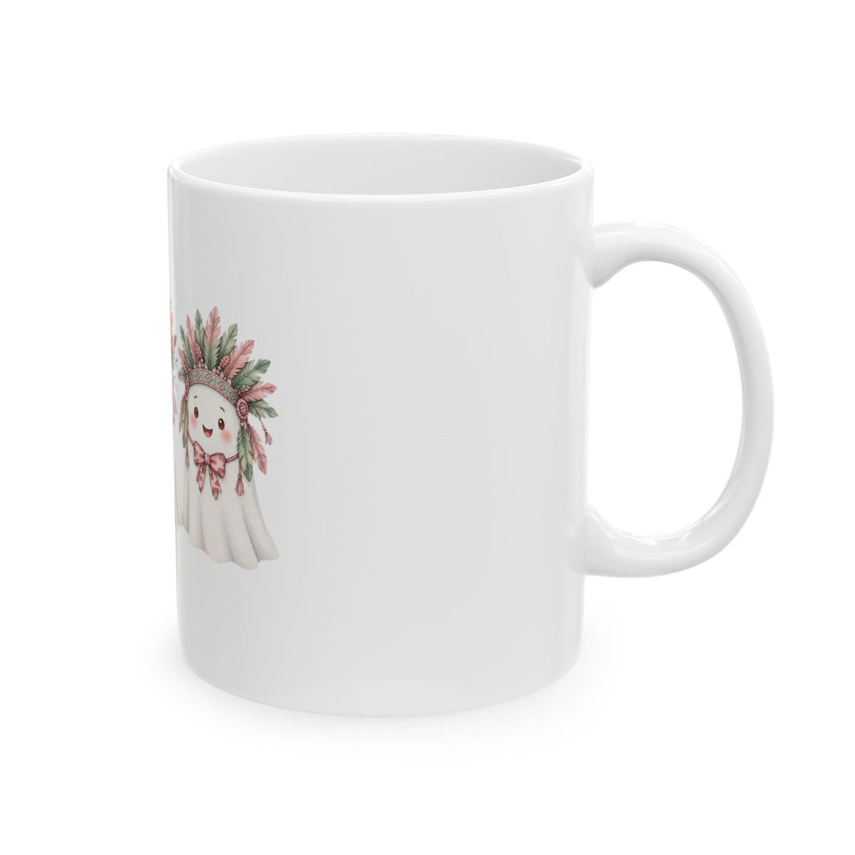 Cute Ghost Trio Ceramic Mug — Adorable Halloween Coffee Cup (11oz/15oz)