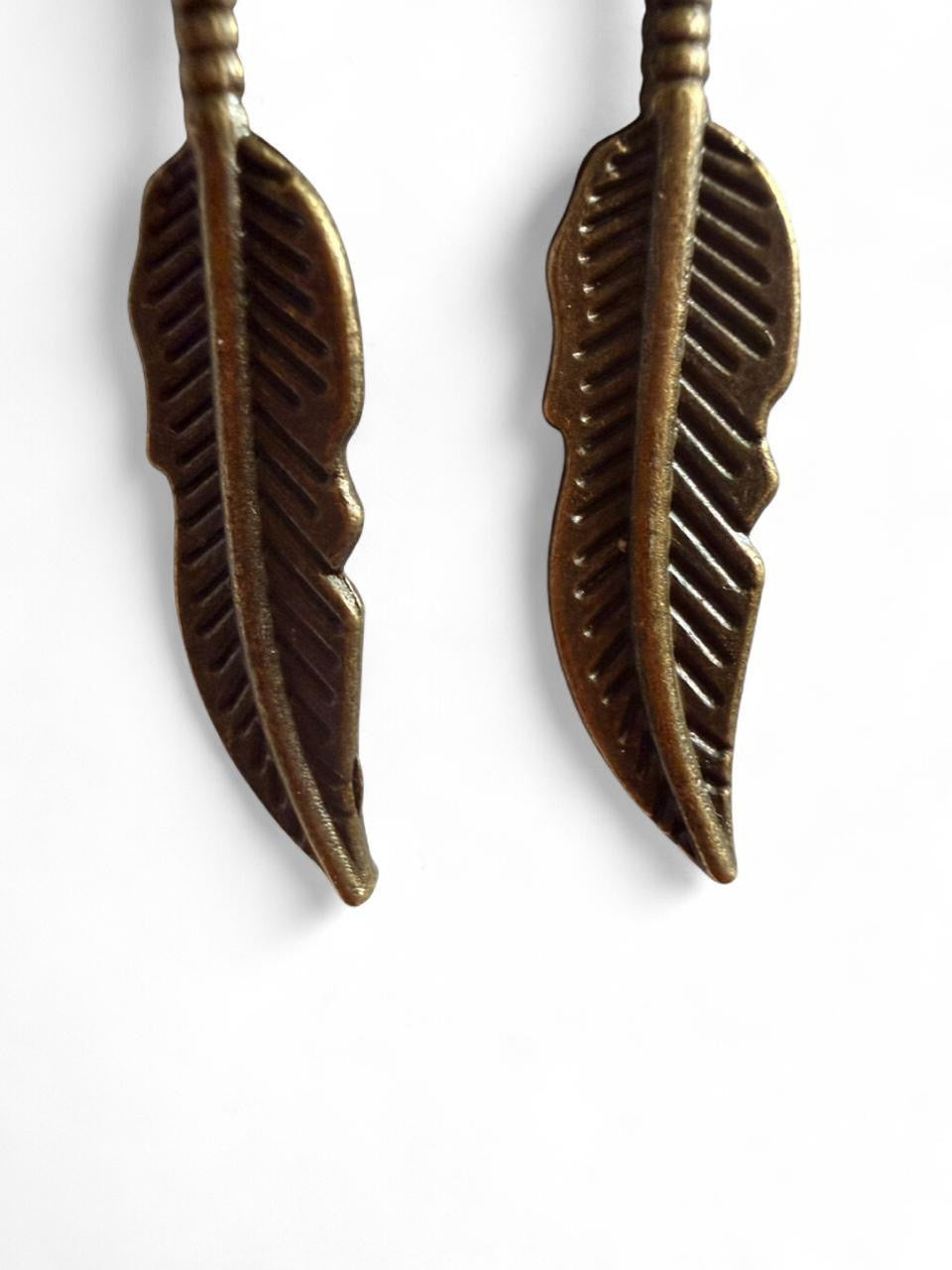 Handmade Turquoise & Bronze Feather Earrings