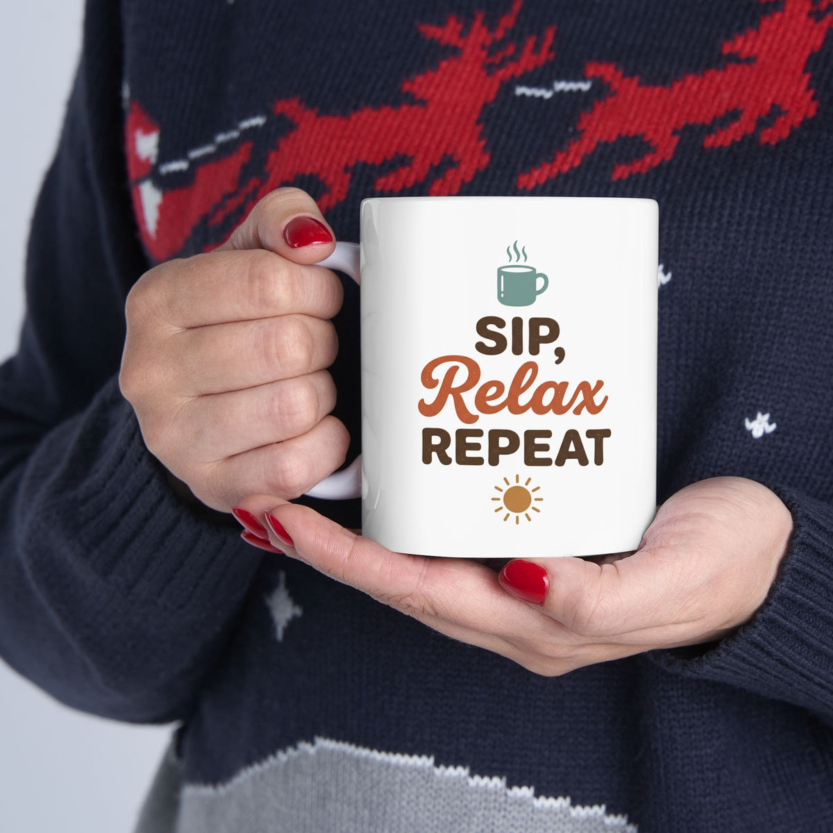 Relax Repeat Mug — Funny Coffee Ceramic Mug (11oz & 15oz)