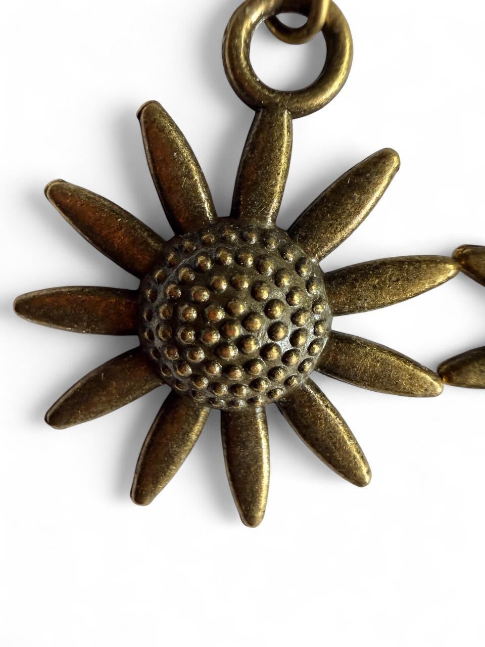 Rustic Antique Bronze Sunflower Dangle Earrings – Boho Country Style