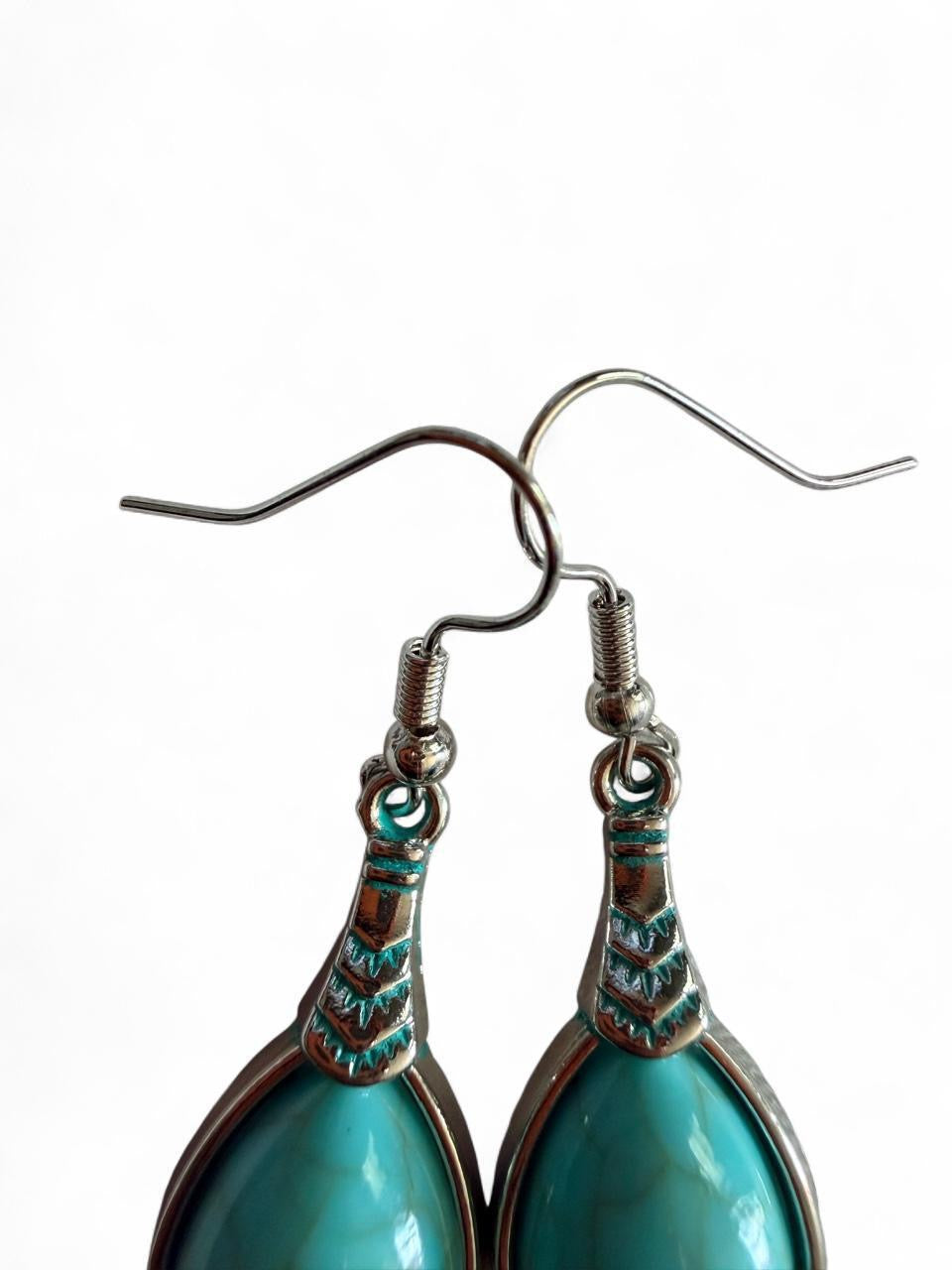 Turquoise Teardrop Dangle Earrings | Handmade Boho Jewelry