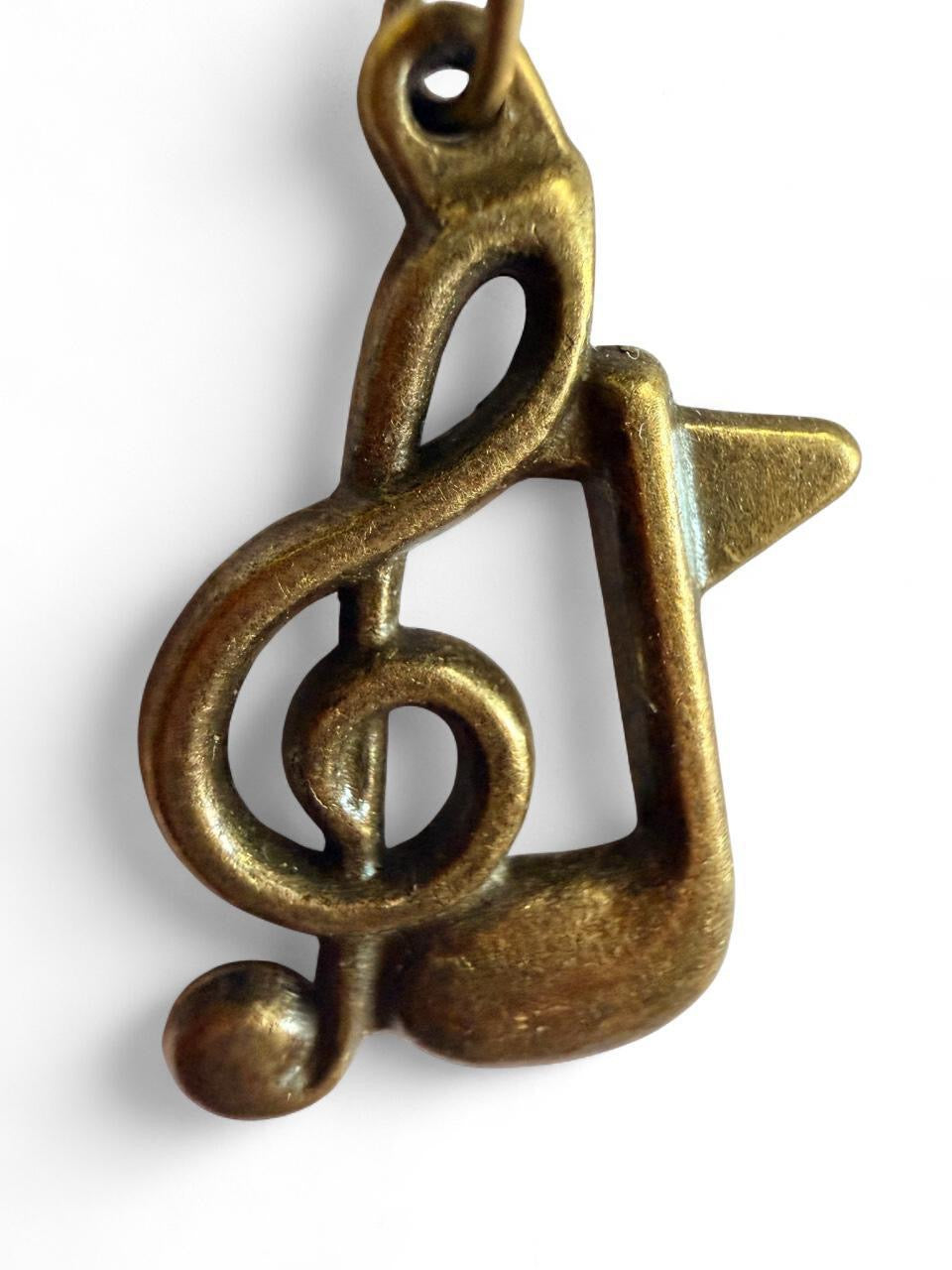 Handcrafted Antique Bronze Music Note Earrings | Treble Clef Dangle Earrings for Musicians