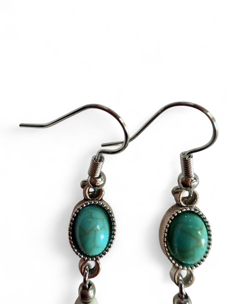 Turquoise Sky Long Dangle Earrings – Handmade Western Statement