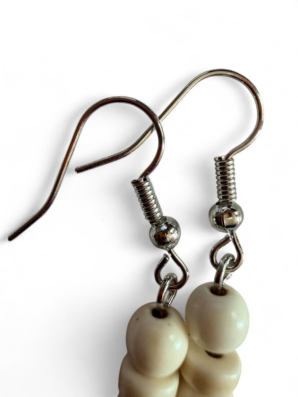 White Skull Beaded Dangle Earrings – Handmade Y2K Goth Halloween Jewelry