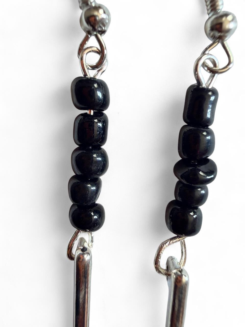 Boo-tiful Beaded Broomstick Earrings | Witch Broom Dangle Earrings with Black Beads | Halloween Earrings | Boo-tiful Souls Collection