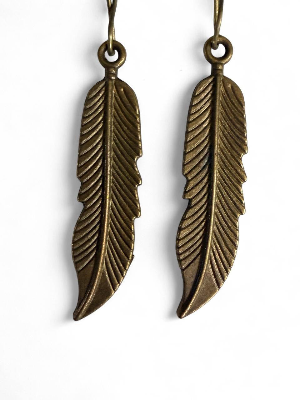 Harvest SOULS Triple Turquoise Feather Dangle Earrings