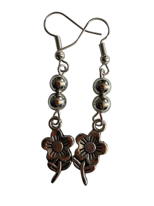 Handmade Silver Floral Drop Earrings