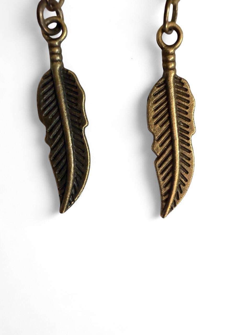 Harvest Souls – Trail Beads & Bronze Feather Earrings