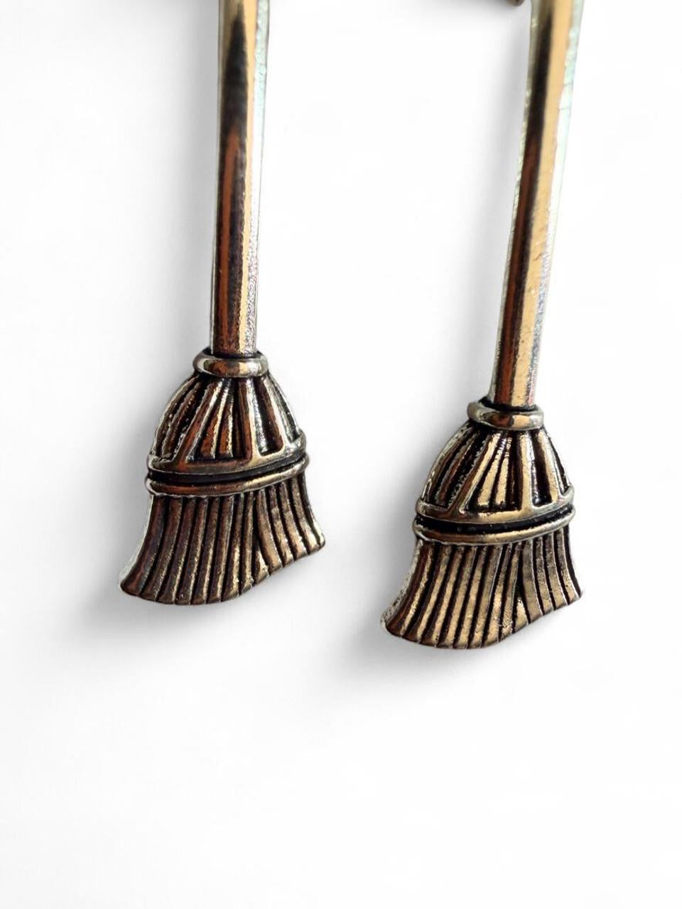 Boo-tiful Beaded Broomstick Earrings | Witch Broom Dangle Earrings with Black Beads | Halloween Earrings | Boo-tiful Souls Collection