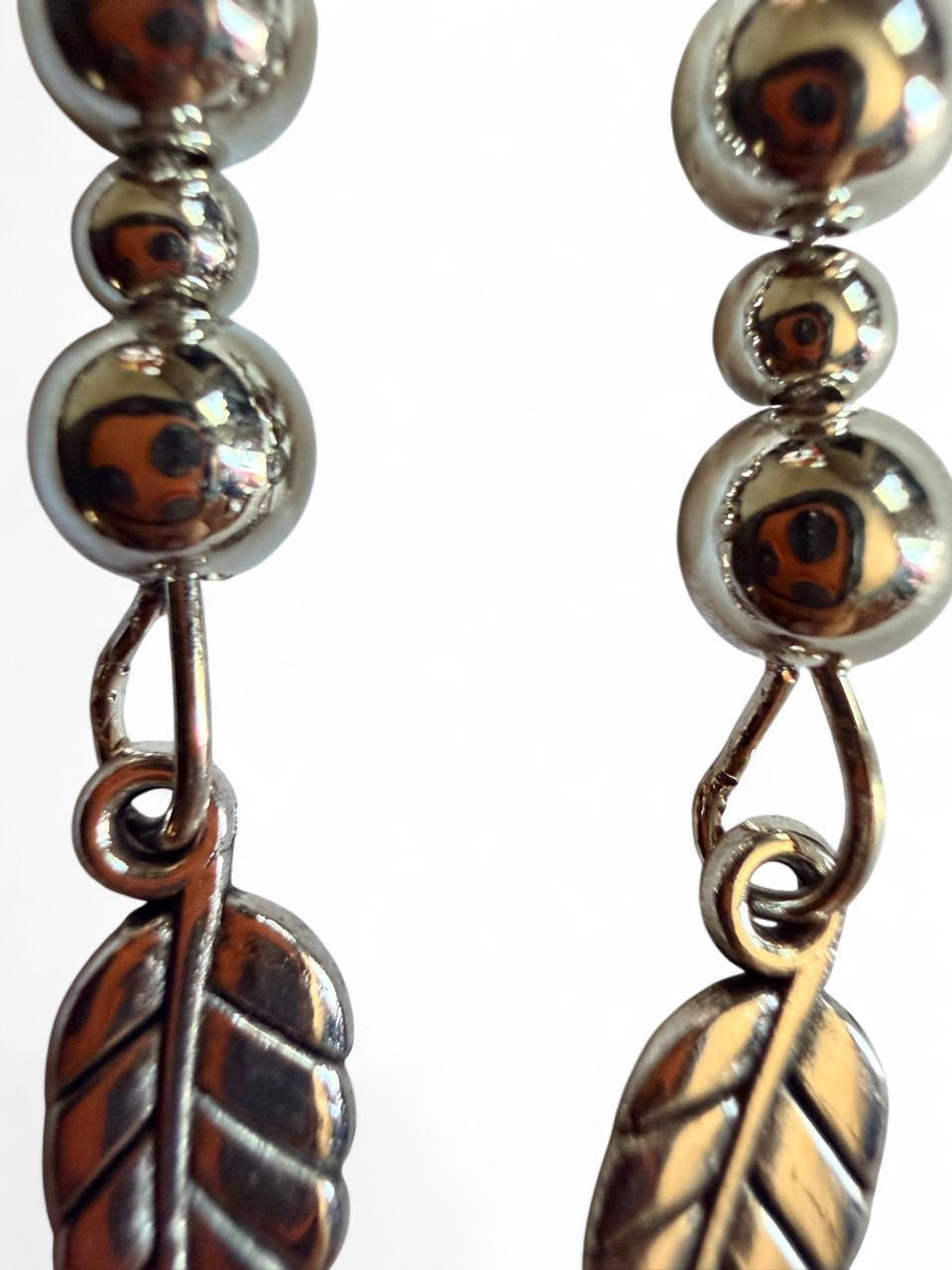 Harvest Metallic Leaf Earrings | Silver Beaded Leaf Dangle Earrings | The Harvest Souls Collection
