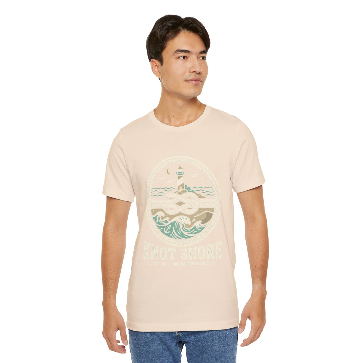 Knot Shore lighthouse rope waves T-Shirt | Coastal graphic tee