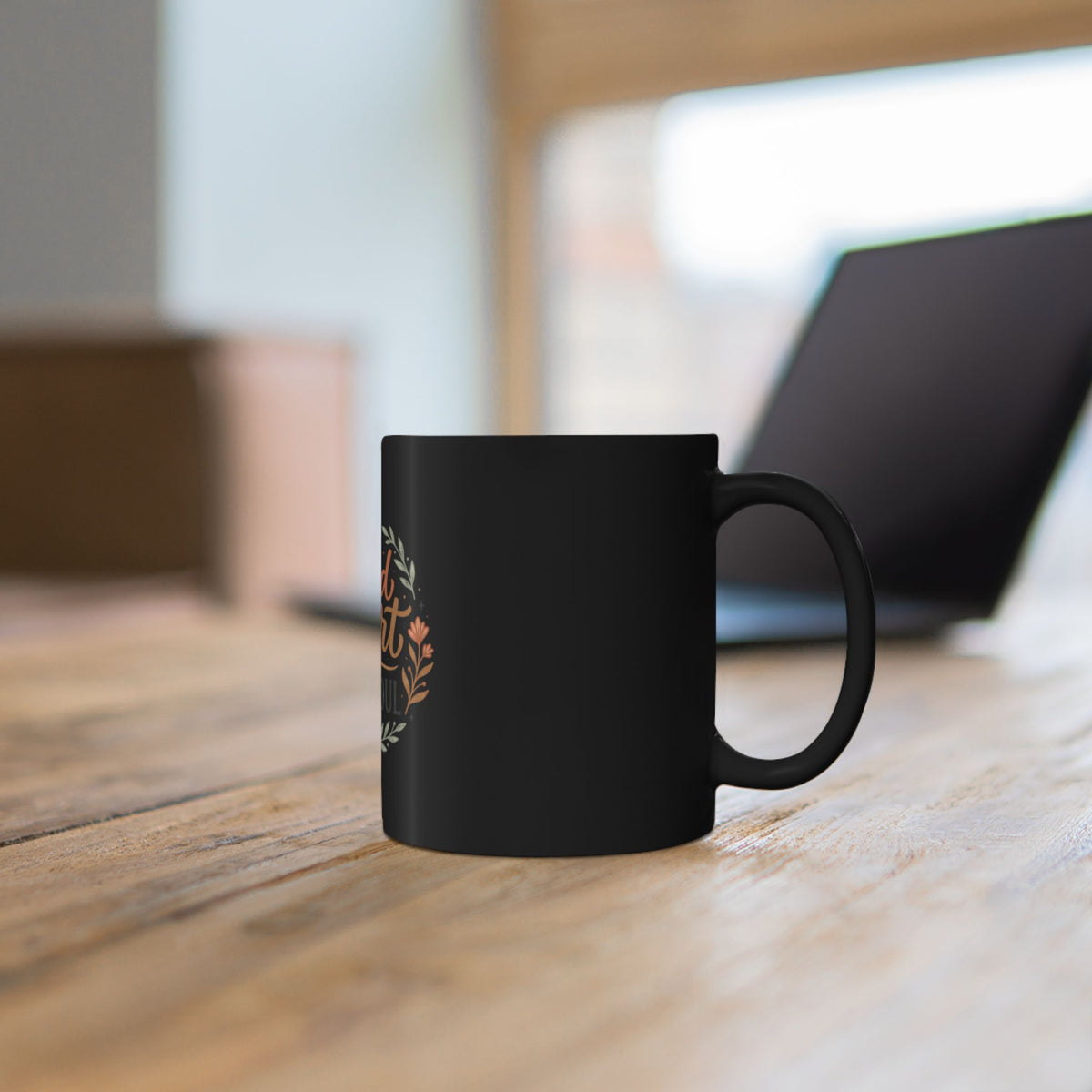Wild Heart Cozy Soul Black Mug — Inspirational Floral Coffee Cup (11oz & 15oz)