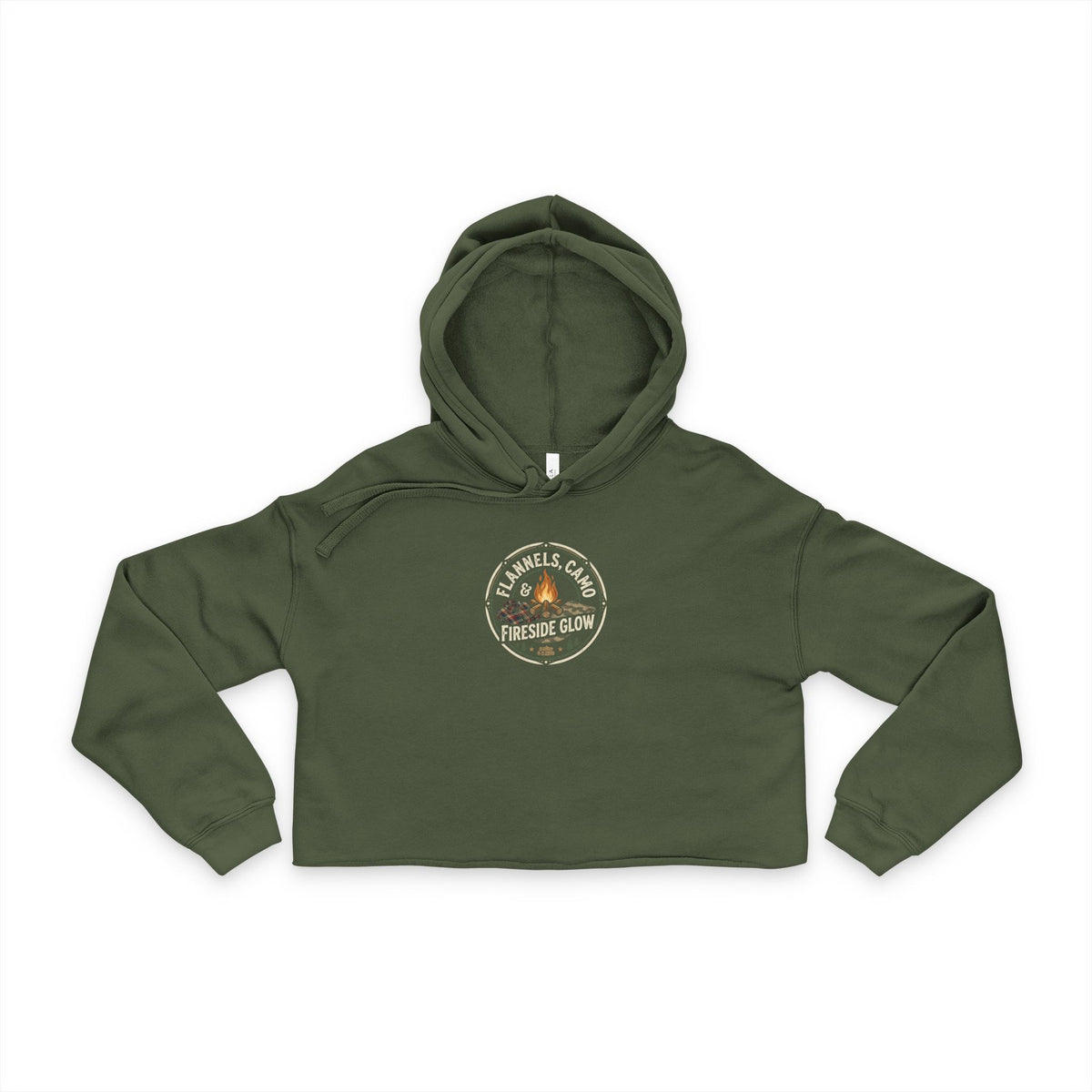 Cropped Hoodie — Lakeside Campfire "Fireside Glow" Graphic