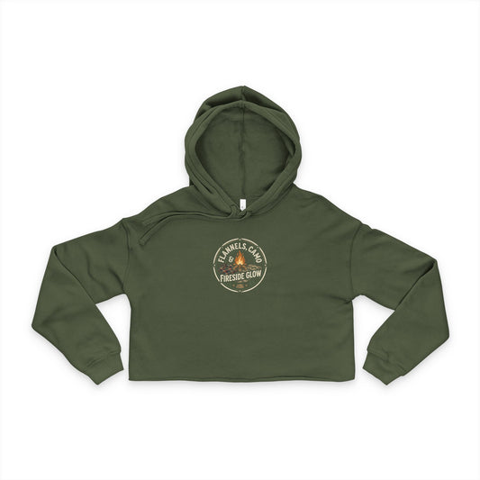 Cropped Hoodie — Lakeside Campfire "Fireside Glow" Graphic