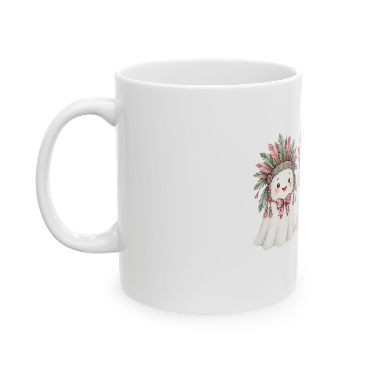 Cute Ghost Trio Ceramic Mug — Adorable Halloween Coffee Cup (11oz/15oz)