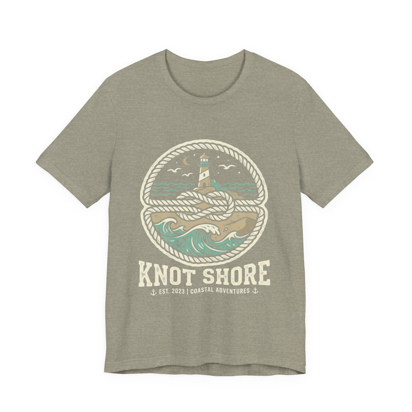 Knot Shore lighthouse rope waves T-Shirt | Coastal graphic tee