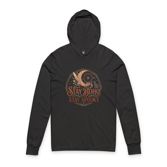 Boho Halloween Hoodie Tee — "Stay Boho Stay Spooky" Long-Sleeve Hooded Tee