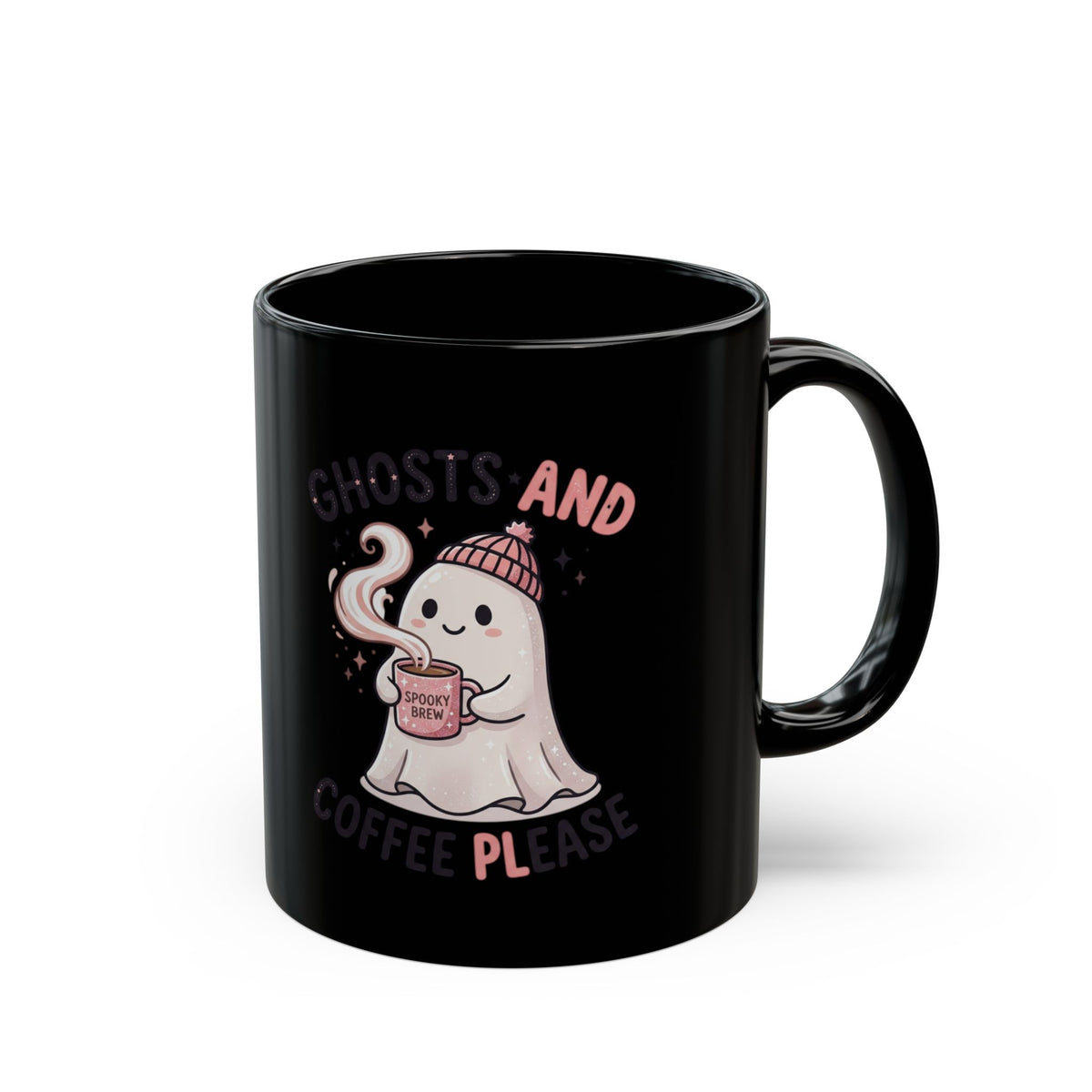 Coffee Ghost Mug — "Ghosts and Coffee Please" Cute Halloween Ceramic Mug