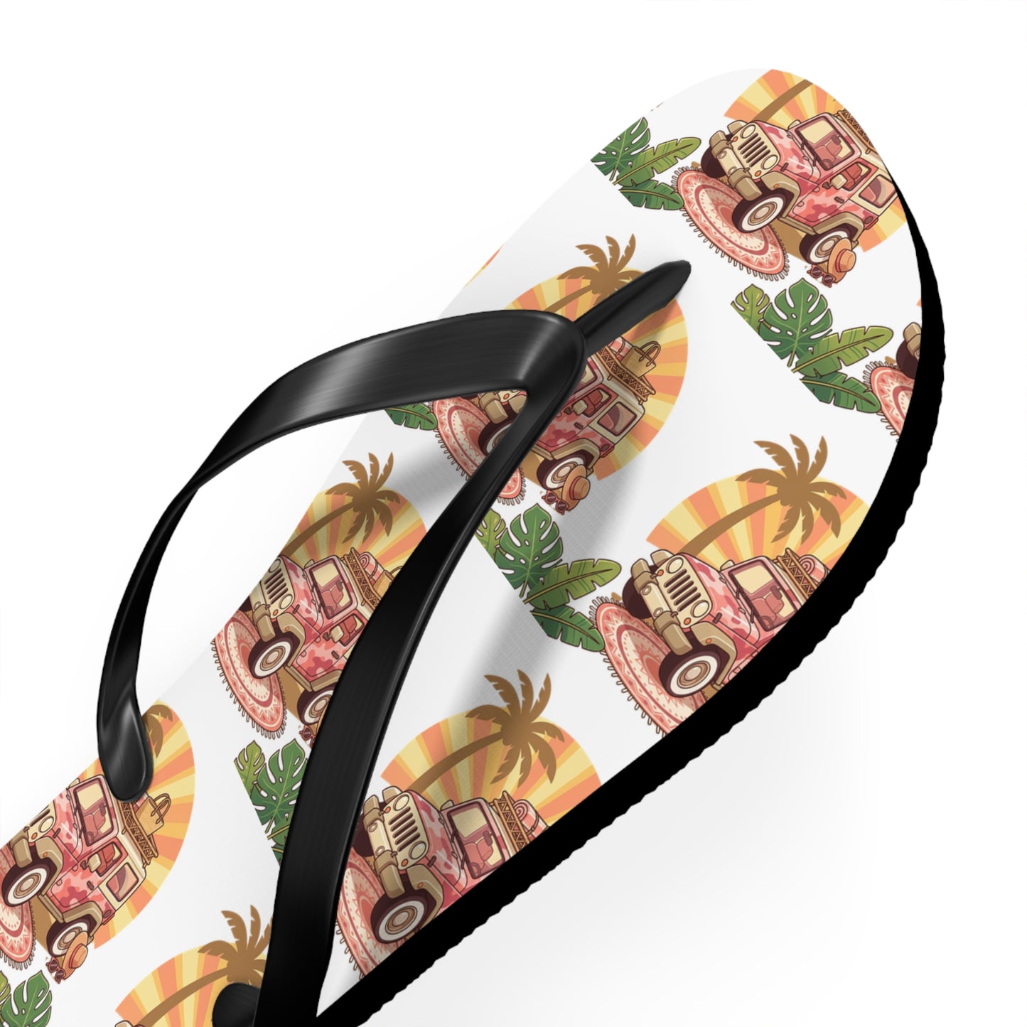 Retro Surf Van Flip Flops – Tropical Palm Beach Summer Sandals
