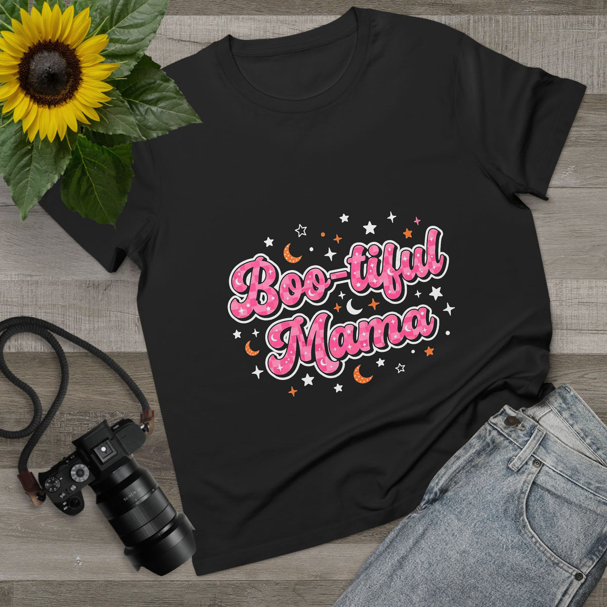 Boo-tiful Mama T-Shirt — Cute Halloween Mom Tee with Pink Script