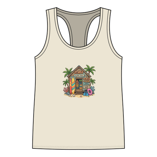 Women’s Racerback Tank — Tropical Surf Shack Graphic