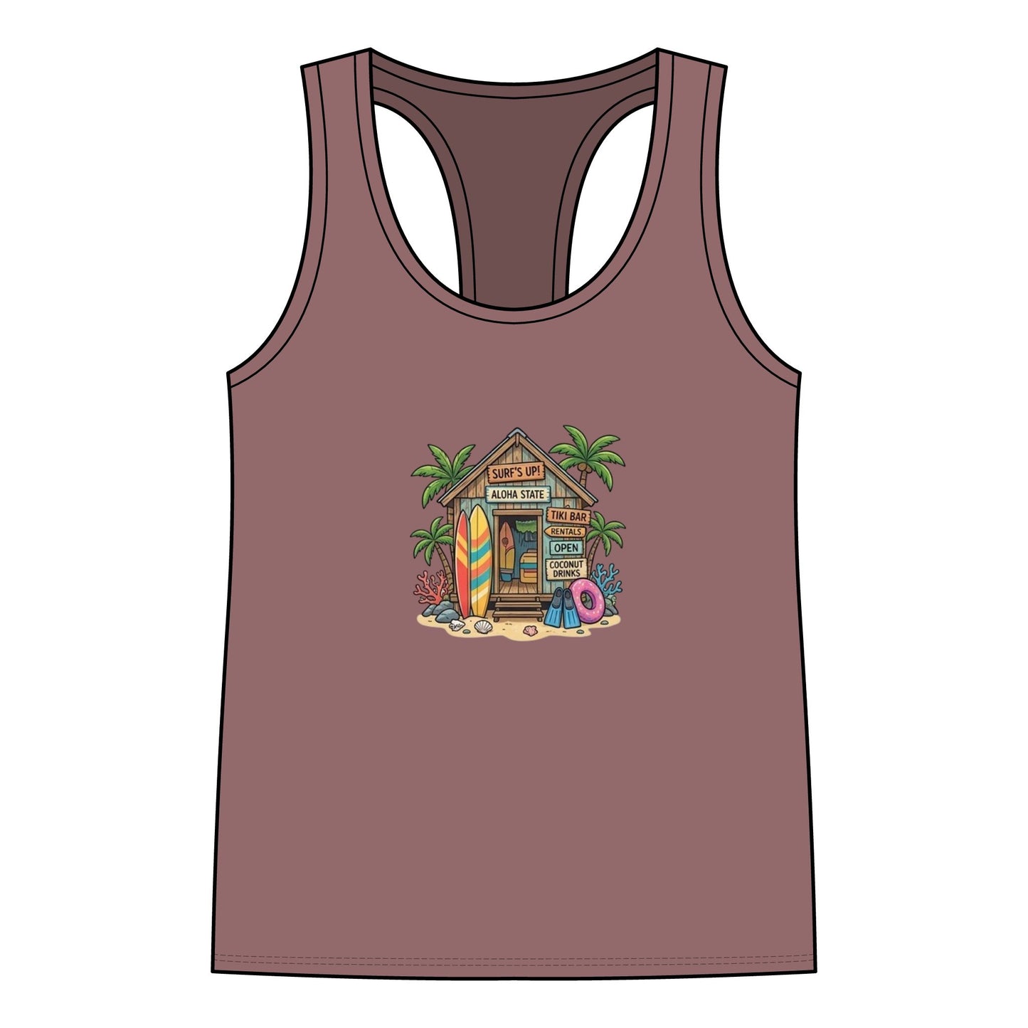 Women’s Racerback Tank — Tropical Surf Shack Graphic