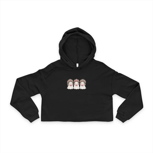 Cropped Hoodie — Cute Three Angels Graphic Women's Crop Hoodie