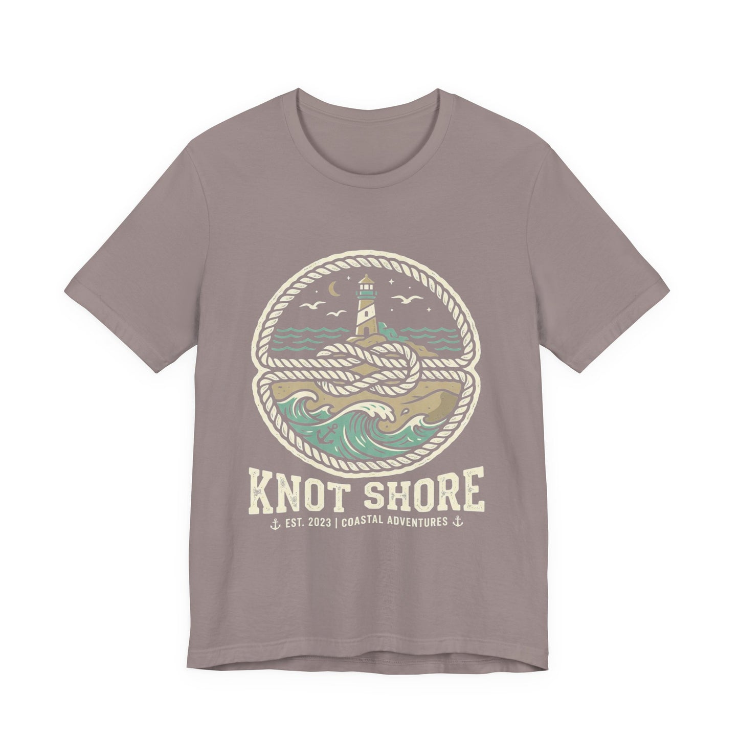 Knot Shore lighthouse rope waves T-Shirt | Coastal graphic tee