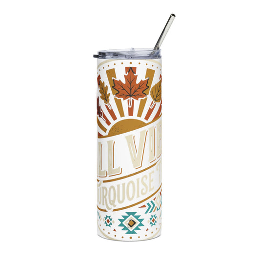 Fall & Turquoise 20oz Stainless Steel Tumbler — Autumn Leaves Travel Mug
