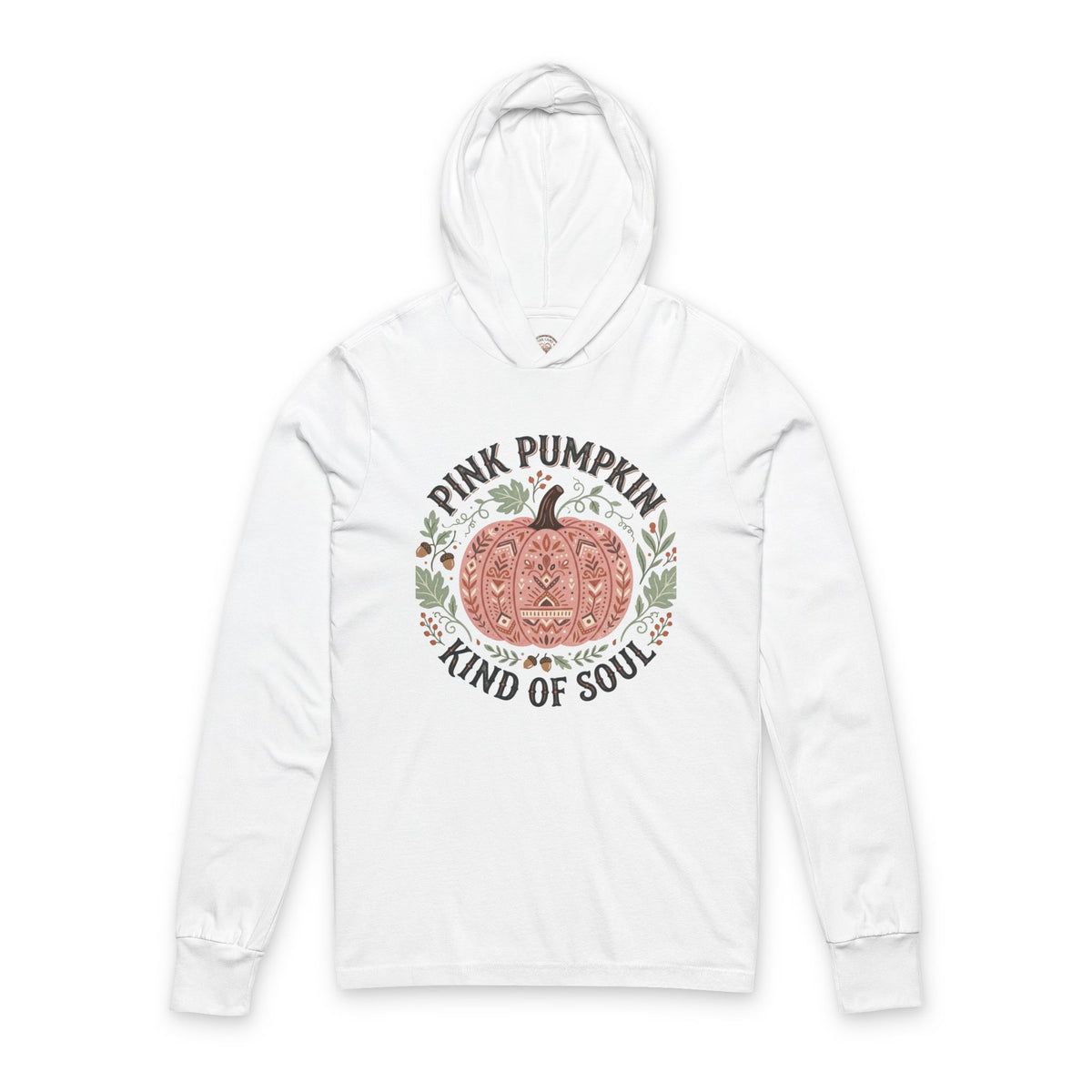 Pink Pumpkin Hoodie Long Sleeve Tee — "Pink Pumpkin, Kind of Soul" Fall Graphic Shirt