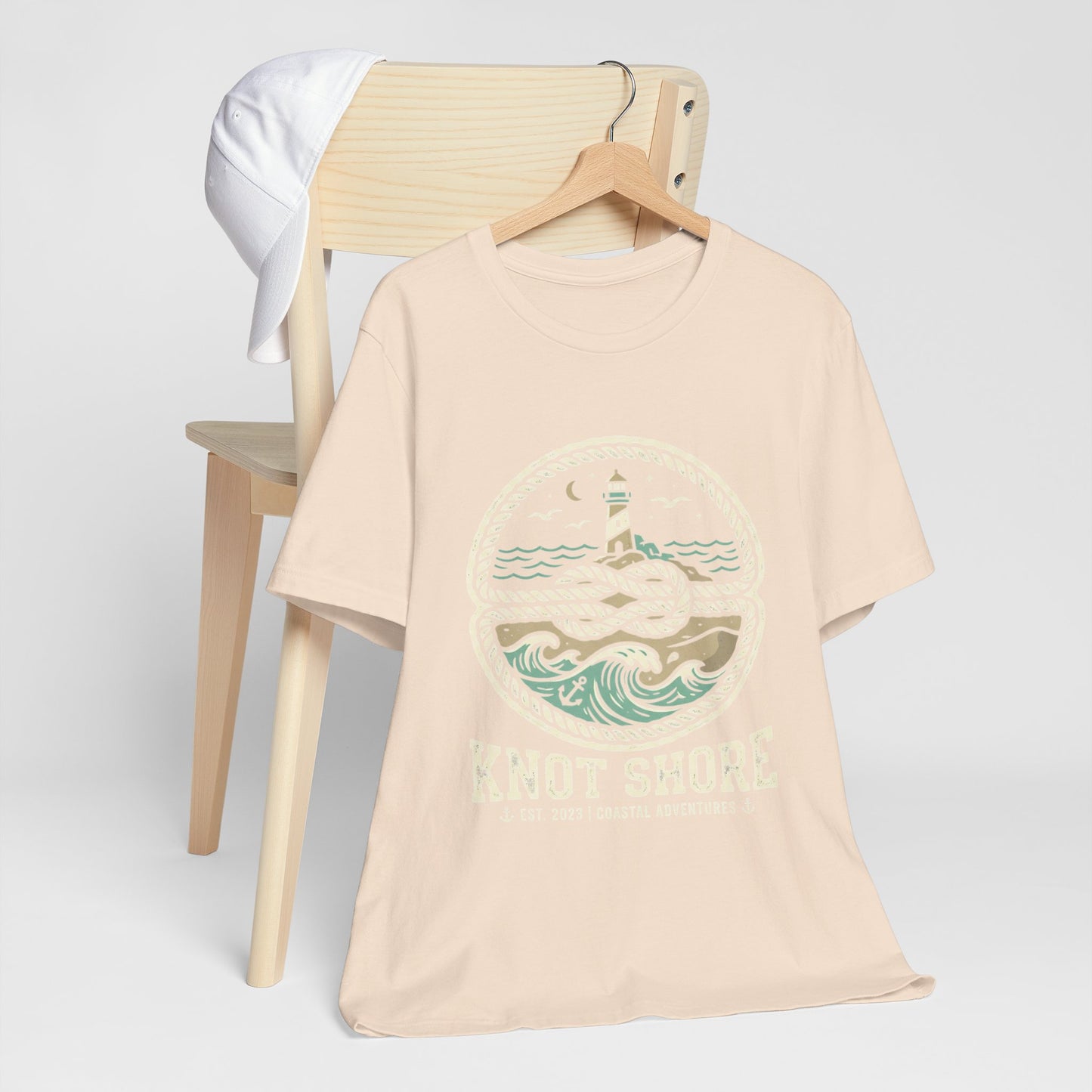Knot Shore lighthouse rope waves T-Shirt | Coastal graphic tee