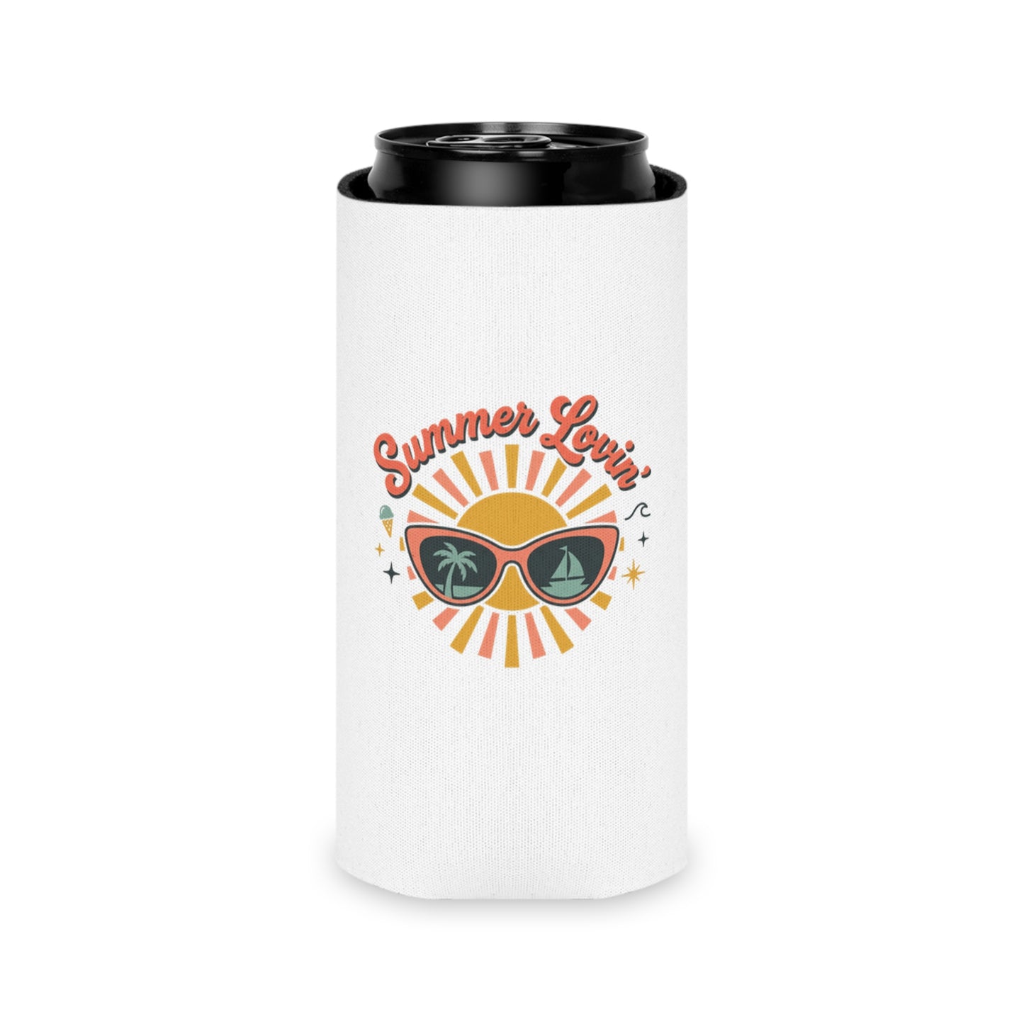 Can Cooler - "Summer Lovin'" Sunshine Sunglasses Drink Koozie