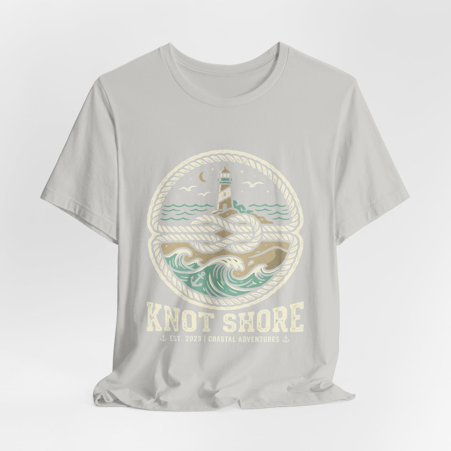 Knot Shore lighthouse rope waves T-Shirt | Coastal graphic tee