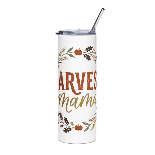 Harvest Mama 20oz Stainless Steel Tumbler – Autumn Floral Pumpkin Travel Cup