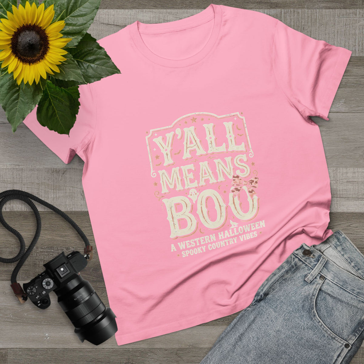 Women’s Tee - "Y'all Means Boo" Western Halloween Graphic Tee