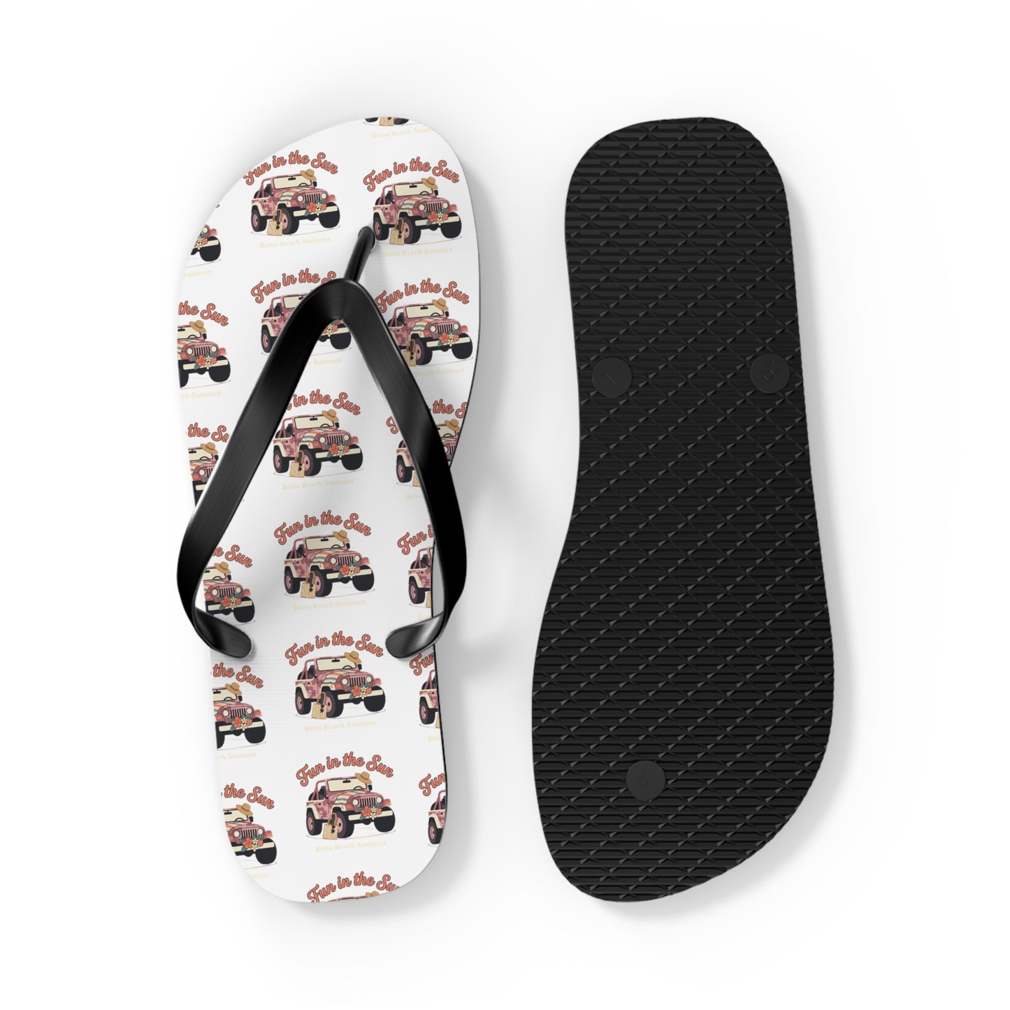 Retro Surf Wagon Flip Flops — "Good Vibes Only" Beach Sandals