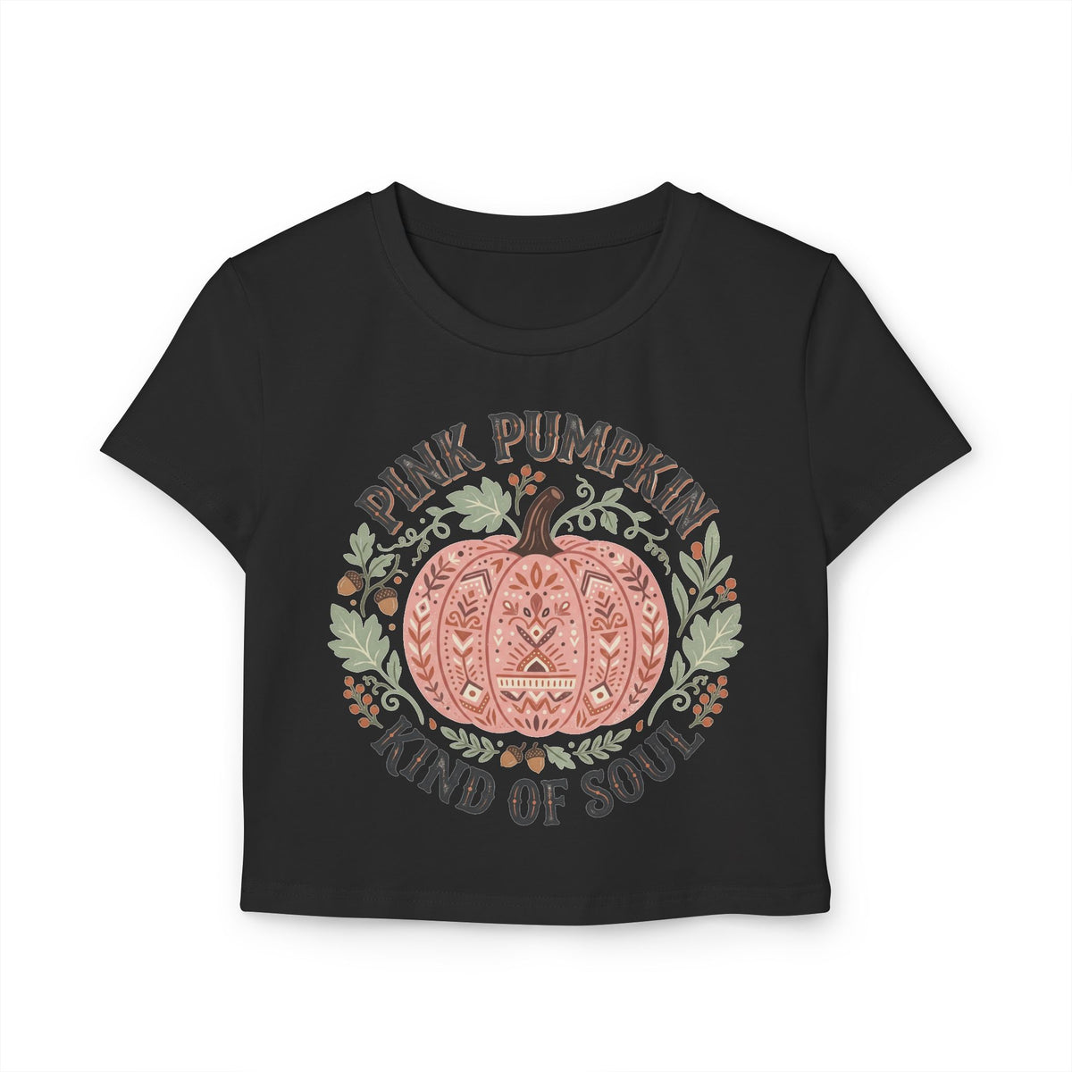 Pink Pumpkin Crop Tee — "Pink Pumpkin Kind of Soul" Autumn Graphic