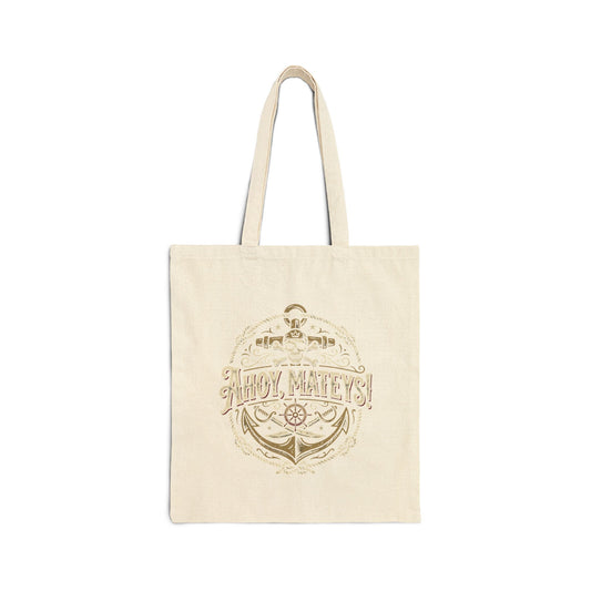 Vintage Anchor 'Ahoy Matey!' Cotton Canvas Tote Bag