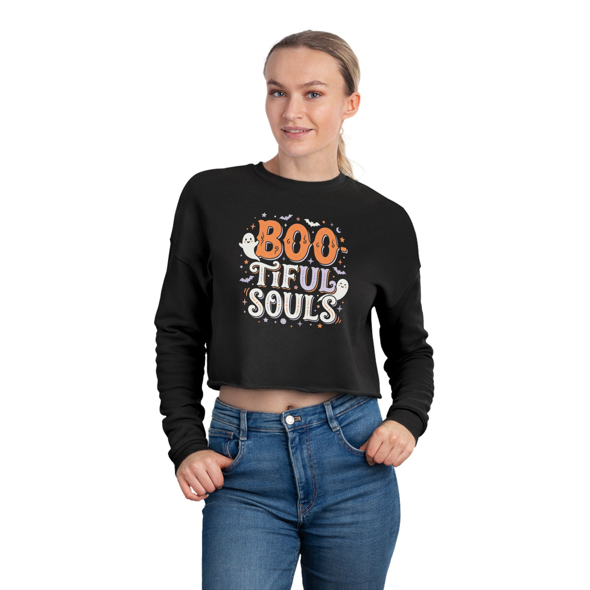 Boo tiful Souls Sweatshirt | Cropped Halloween Pullover