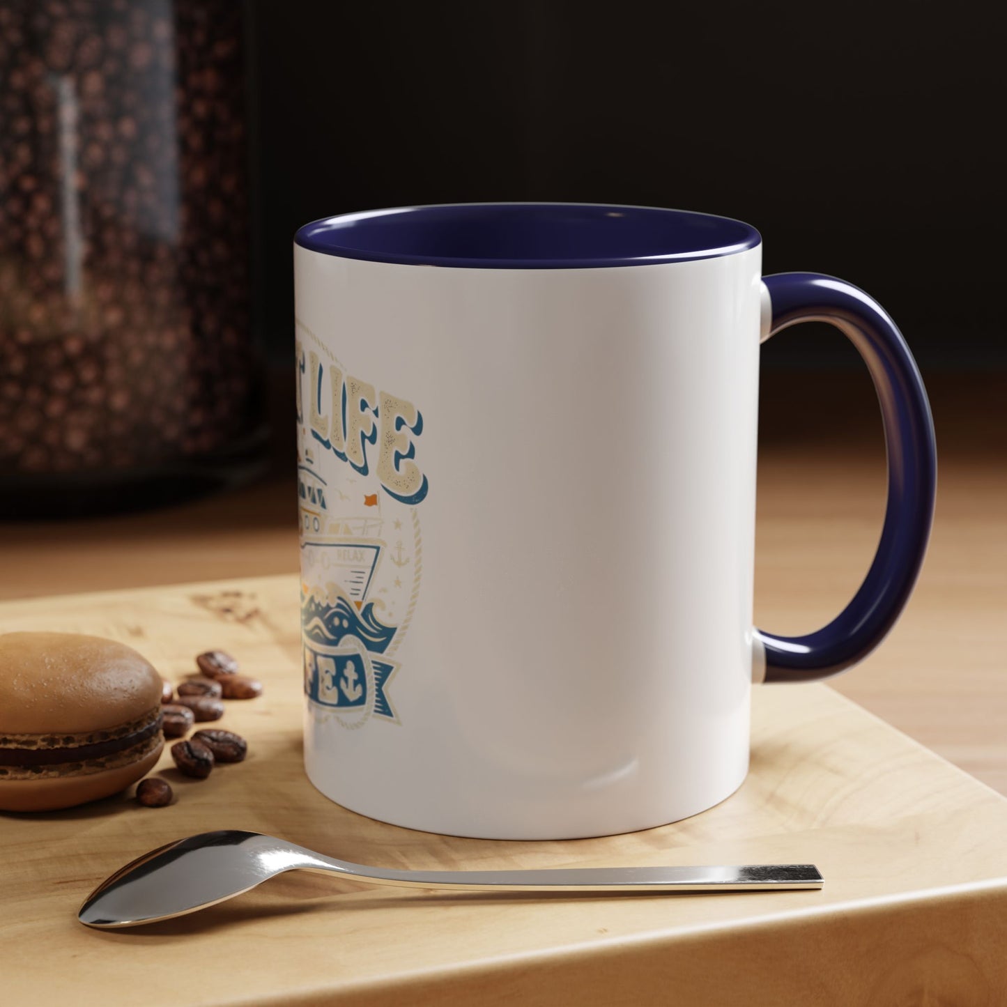 Boat Life Accent Coffee Mug — Nautical Marine Boat Lover Gift (11/15oz)