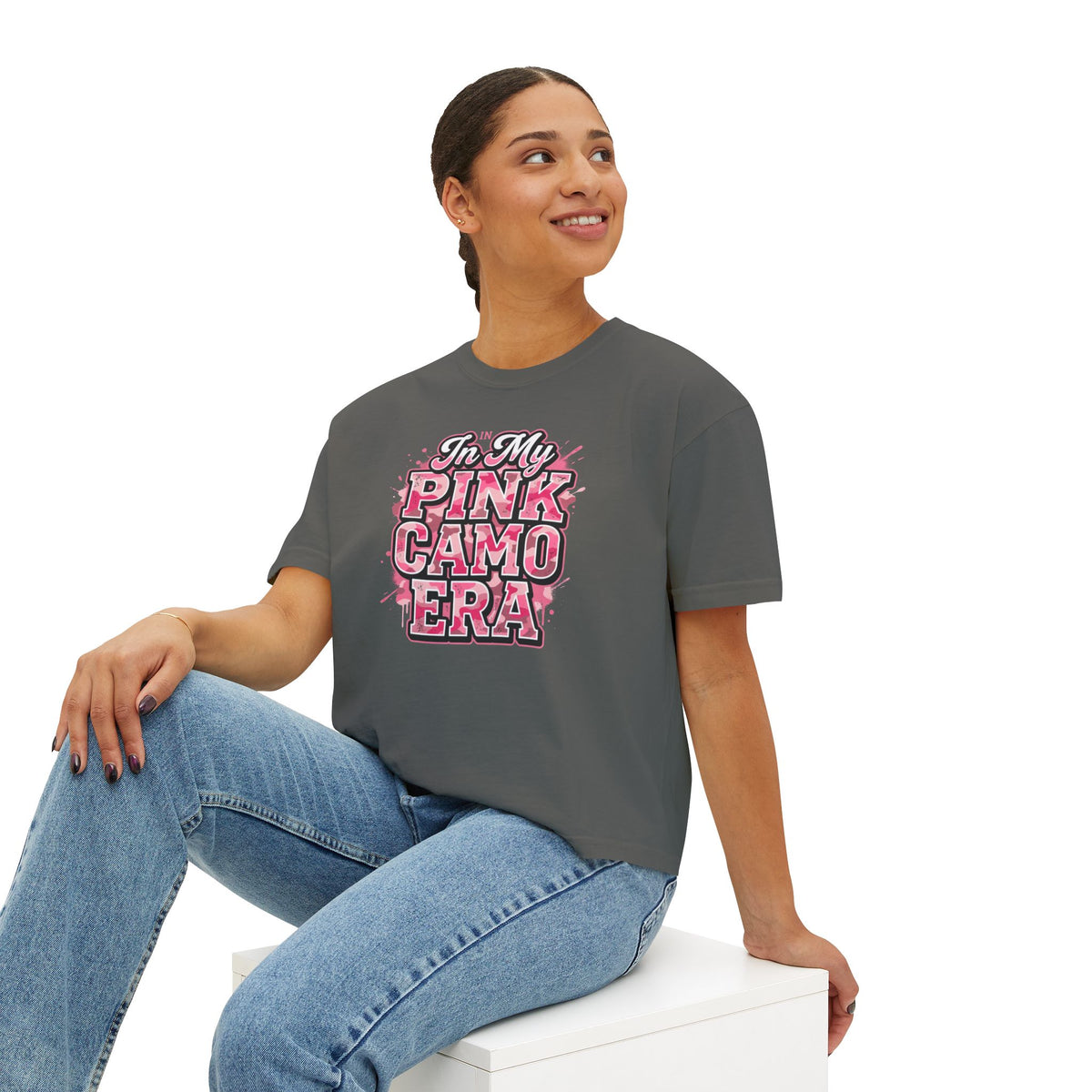 Pink Camo Tee — "In My Pink Camo Era" Women's Boxy Shirt