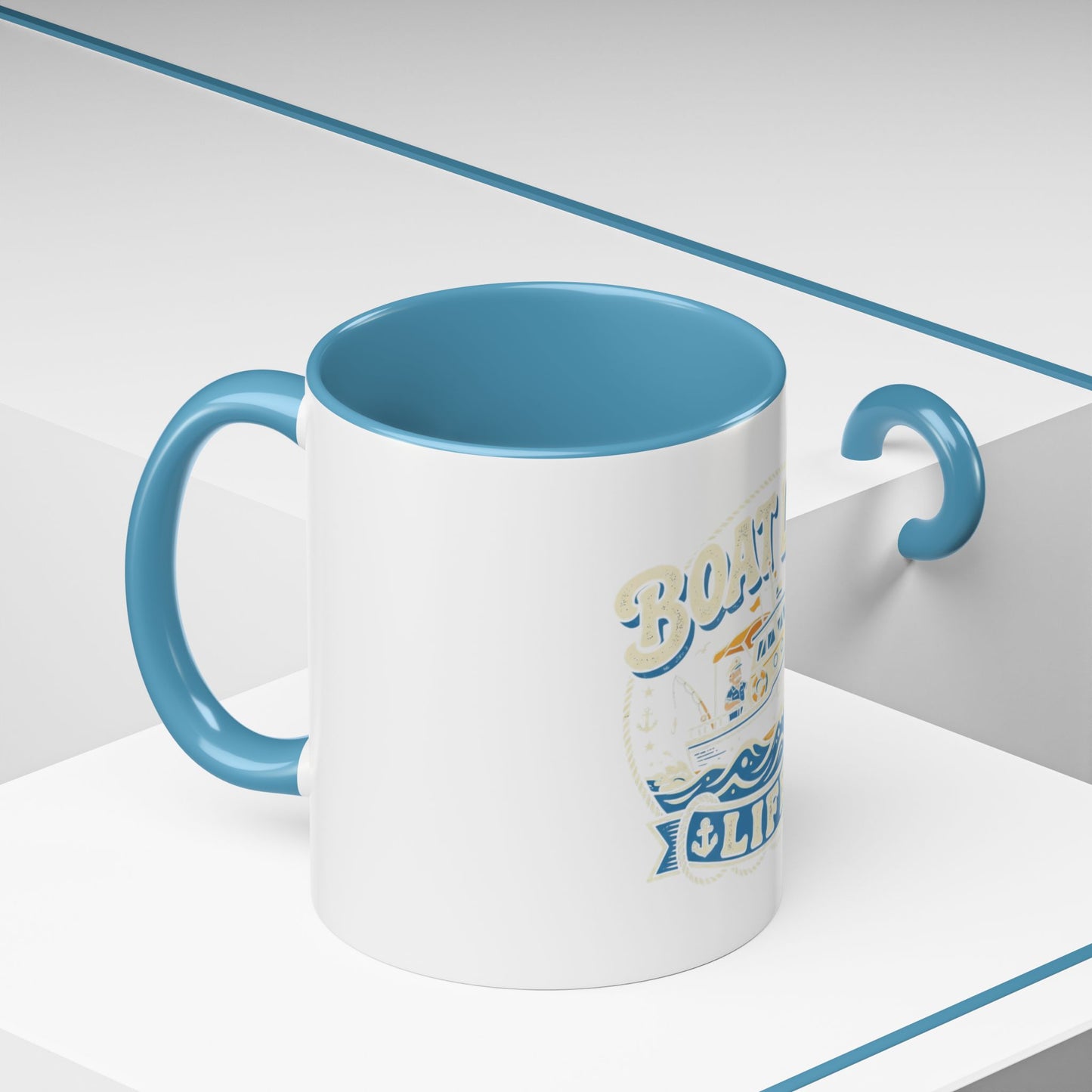 Boat Life Accent Coffee Mug — Nautical Marine Boat Lover Gift (11/15oz)